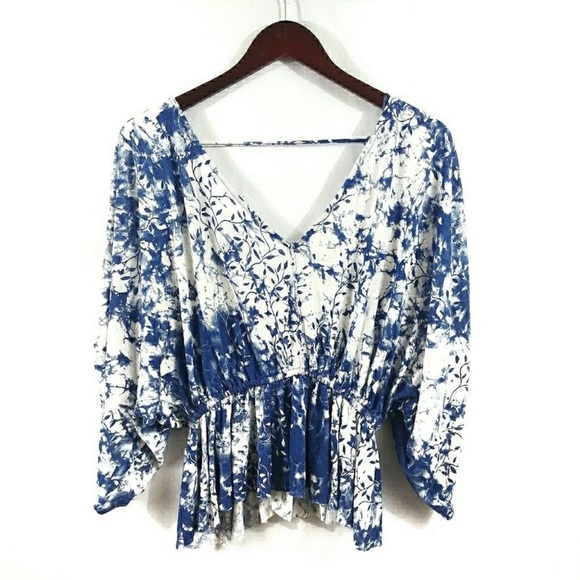 Free People Abracadabra Cold Shoulder Top Blue XS - Picture 2 of 4